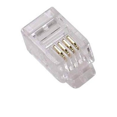 100 PZ PEZZI PLUG PLUGS RJ11 CAVO TELEFONICO PLACCATI ORO