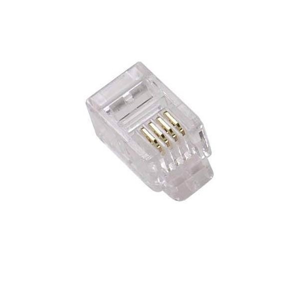 100 PZ PEZZI PLUG PLUGS RJ11 CAVO TELEFONICO PLACCATI ORO