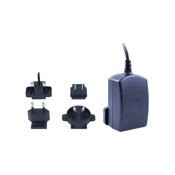 5.1 V dc, 2.5 A Alimentatore ufficiale Raspberry Pi 3 nero