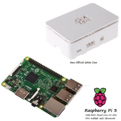 Raspberry Pi 3 Model B (1GB) + Contenitore Case Bianco Kit (E07)
