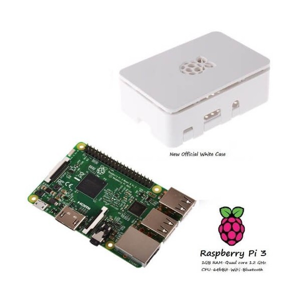 Raspberry Pi 3 Model B (1GB) + Contenitore Case Bianco Kit (E07)