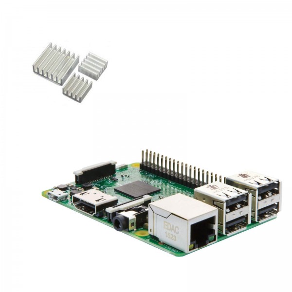 Raspberry Pi 3 Model B con dissipatori di calore (E03)