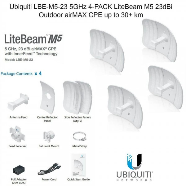 Ubiquiti LiteBeam M5 LBE-M5-23 - 4x PACK, 4 pezzi