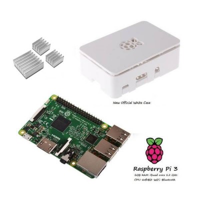 Raspberry Pi 3  + Contenitore Case Bianco + dissipatori Kit (E10)