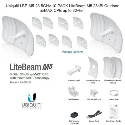 Ubiquiti LiteBeam M5 LBE-M5-23 - 10x PACK, 10 pezzi