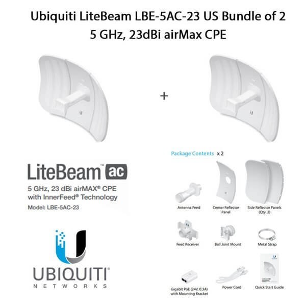 Ubiquiti LiteBeam AC LBE-5AC-23 X2 UNITS - 2 pezzi