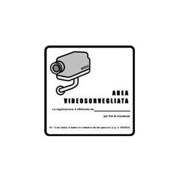 Adesivo obbligatorio per aree videosorvegliate - ADESIVO AREA VIDEOSORVEGLIATA PVC