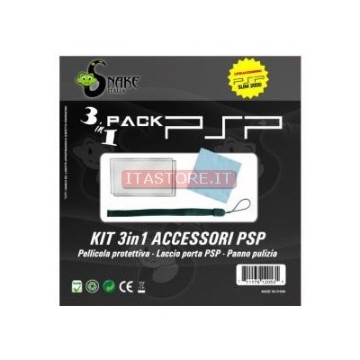 KIT PSP 3 IN 1 CON PELLICOLA PANNO E LACCIO PER PSP 2000