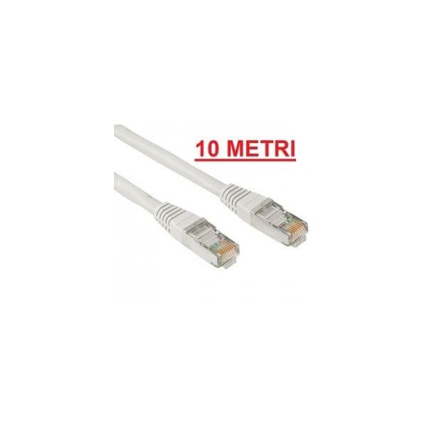 Cavo di Rete Lan ethernet schermato Cat 5E lungo 10 metri colore grigio in confezione Cavo di Rete Lan ethernet schermato Cat 5E lungo 10 metri colore grigio in confezione