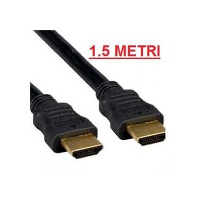 Cavo HDMI maschio maschio con contatti dorati colore nero lungo 1,5 metri di alta qualità