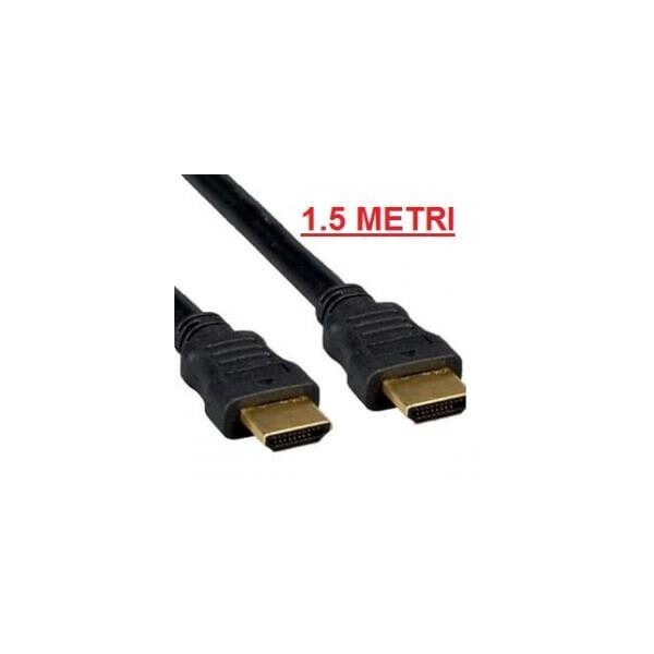 Cavo HDMI maschio maschio con contatti dorati colore nero lungo 1,5 metri di alta qualità