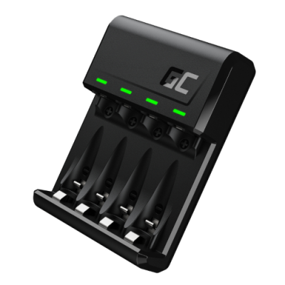 CARICABATTERIE PER 4 BATTERIE AA/AAA CON MICRO USB E USB-C GREEN CELL GRADGC01