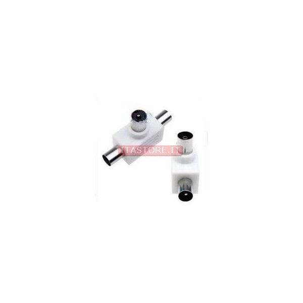 Kit 2 sdoppiatori duplicatore a T per cavo antenna TV coassiale per collegare 2 apparecchi