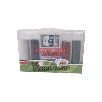 Set in confezione poker chips fishes 200 pz in 4 colori con carte e dadi