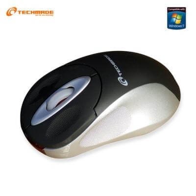 Mini mouse ottico USB nero grigio con cavo retrattile Techmade TM-1060