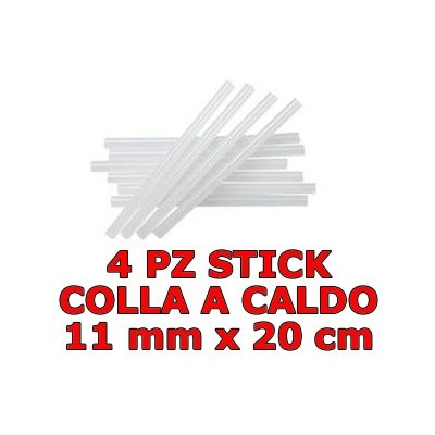 4 Tubetti stick colla a caldo trasparente per pistole da 11mm x 20 cm