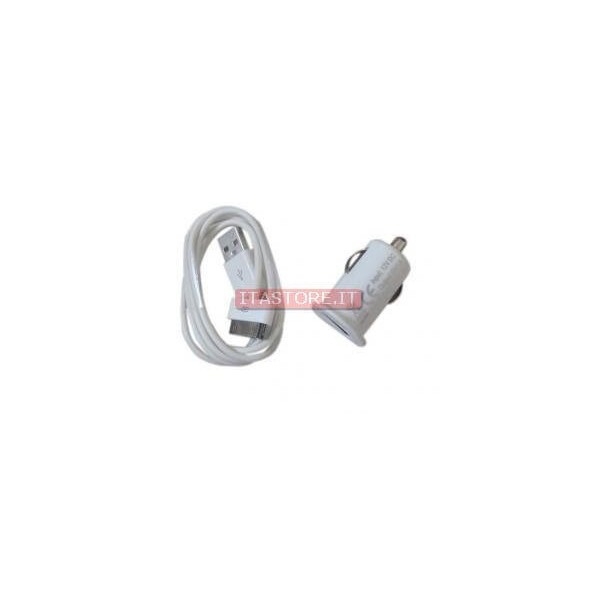 Kit 2 pezzi accessori ricarica auto viaggio con cavo per Iphone 3 4 4G 4S Ipod