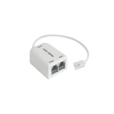 Filtro ADSL RJ11 per linea telefonica con 2 ingressi femmine e 1 uscita maschio colore bianco