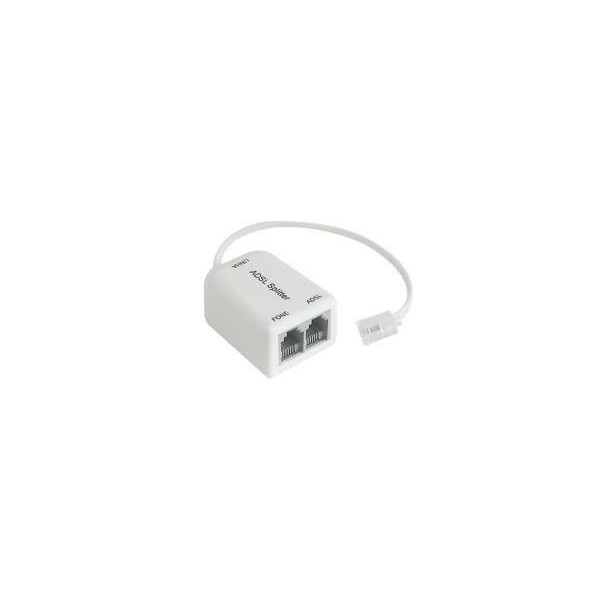 Filtro ADSL RJ11 per linea telefonica con 2 ingressi femmine e 1 uscita maschio colore bianco