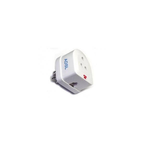 Filtro ADSL RJ11 tripolare per linea telefonica con 1 ingresso femmina e 1 ingresso tripolare
