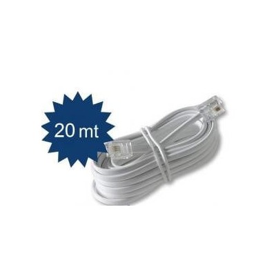 Prolunga cavo filo telefonico RJ11 per telefono coordless colore bianco lunga 20 metri