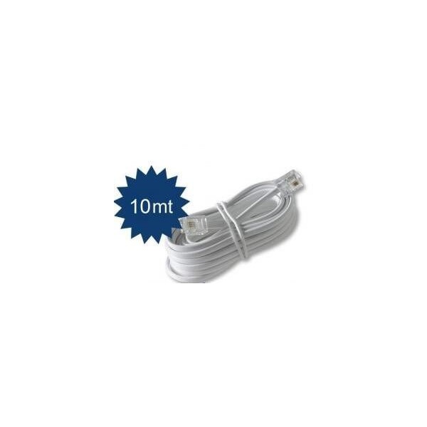 Prolunga cavo filo telefonico RJ11 per telefono coordless colore bianco lunga 10 metri