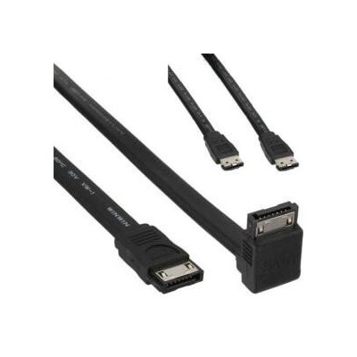 2 Cavi dati SATA con clip e con connettore standard piatto e a gomito 90° neri da 50 cm