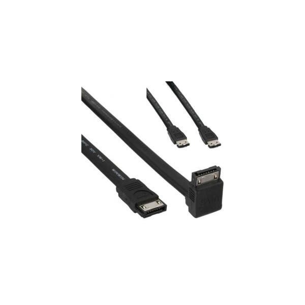 2 Cavi dati SATA con clip e con connettore standard piatto e a gomito 90° neri da 50 cm