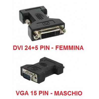 Adattatore convertitore per cavi video da VGA maschio a DVI-I femmina