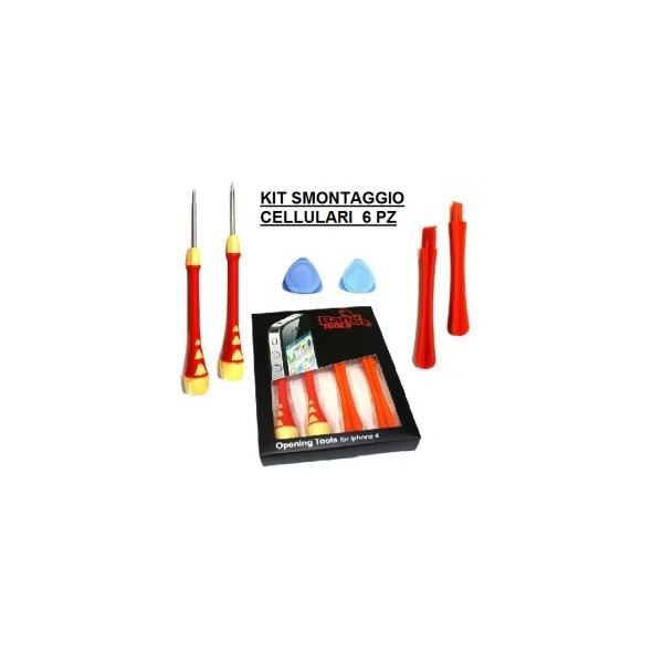 Kit 6 accessori smontaggio riparazione con cacciaviti plettro leverino per cellulari console iPhone