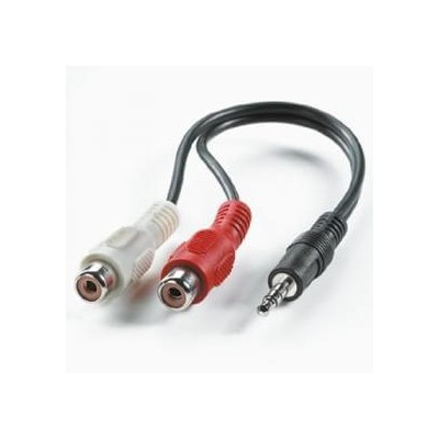 Cavo convertitore audio stereo da jack 3,5 mm a 2 jack RCA femmina rosso bianco lungo 15 cm