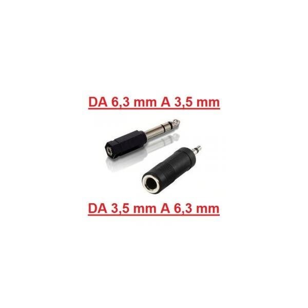 Kit 2 adattatori converitori audio stereo da jack 6,3mm a 3,5mm e da jack 3,5 mm a jack 6,3 mm