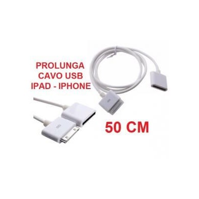 Cavo prolunga cavetto dati usb bianco 50 cm per Iphone 3 4 Ipod Ipad 1 2 4