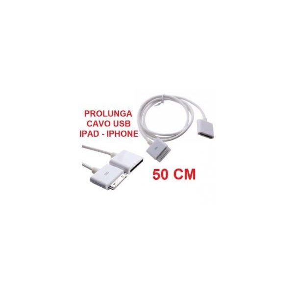 Cavo prolunga cavetto dati usb bianco 50 cm per Iphone 3 4 Ipod Ipad 1 2 4