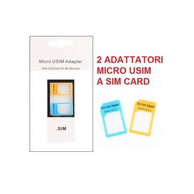 2 Adattattori da micro USIM Microsim a SIM card normale per Iphone Ipad