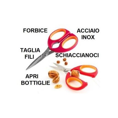 Forbici da cucina in acciaio INOX con apribottiglie schiaccianoci tagliafili trancia pollo