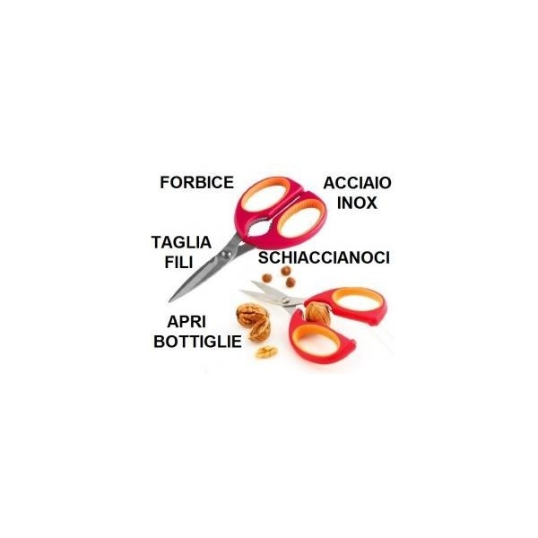 Forbici da cucina in acciaio INOX con apribottiglie schiaccianoci tagliafili trancia pollo