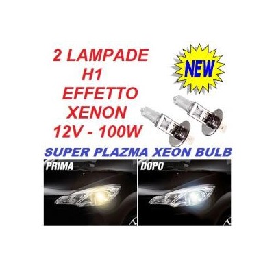 Coppia fari auto lampade alogene H1 12V 100W luce bianca effetto Xenon HID