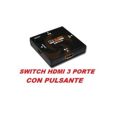 Switch sdoppiatore multiporta con 3 porte ingressi HDMI e pulsante di selezione