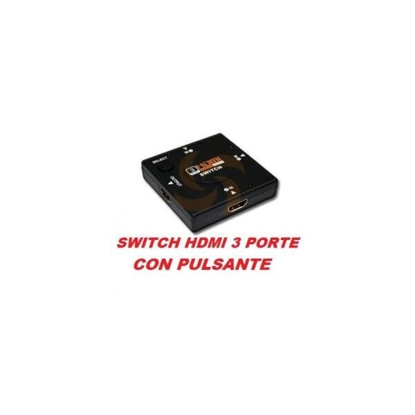 Switch sdoppiatore multiporta con 3 porte ingressi HDMI e pulsante di selezione