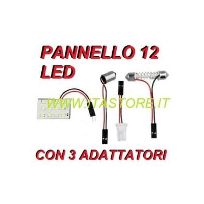 Pannello luminoso adesivo per auto con 12 LED SMD con luce bianca con 3 adattatori