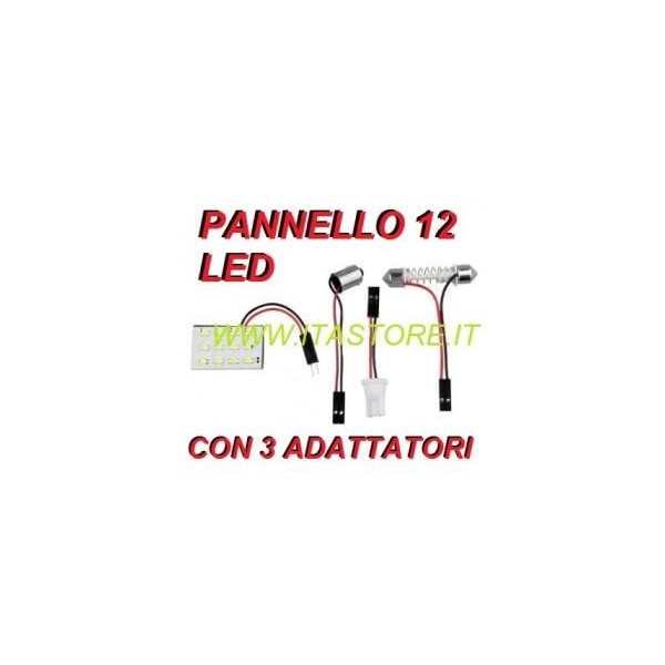 Pannello luminoso adesivo per auto con 12 LED SMD con luce bianca con 3 adattatori