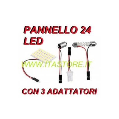 Pannello luminoso adesivo per auto con 24 LED SMD con luce bianca con 3 adattatori