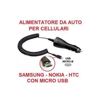 Caricabatterie da auto con led per cellulari Samsung Nokia HTC con micro USB