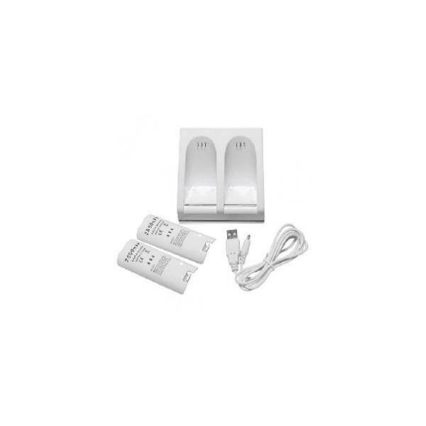 Stazione di ricarica telecomandi Wii con 2 vani batterie vuoti per Nintendo Wii  con cavo USB
