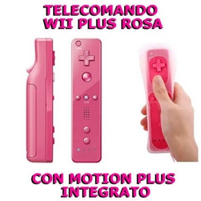 Telecomando compatibile rosa WII Remote Plus con Motion Plus integrato + guscio e laccetto