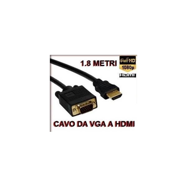 Cavo adattatore convertitore da VGA 15 pin maschio a HDMI 19 pin maschio lungo 1,8 metri