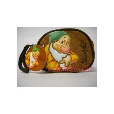 Borsellino borsello Disney morbido Mammolo Bashful marrone con cerniera e taschina