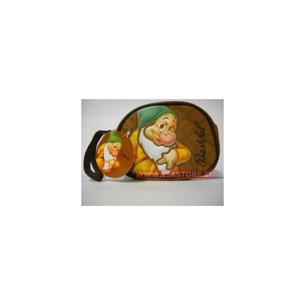 Borsellino borsello Disney morbido Mammolo Bashful marrone con cerniera e taschina