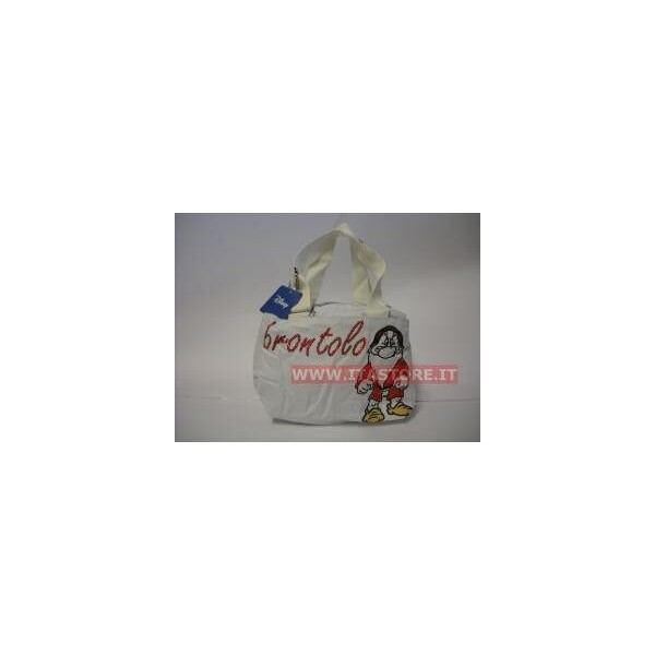 Borsa Disney Brontolo in cotone bianca con manica regolabile 3 scomparti con cerniere